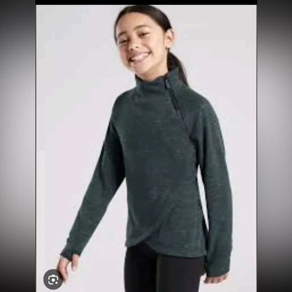 ATHLETA GIRL Crazy Cozy Karma Wrap SZ XXL/16 Abyss Heather Fleece Pullover - Picture 1 of 11